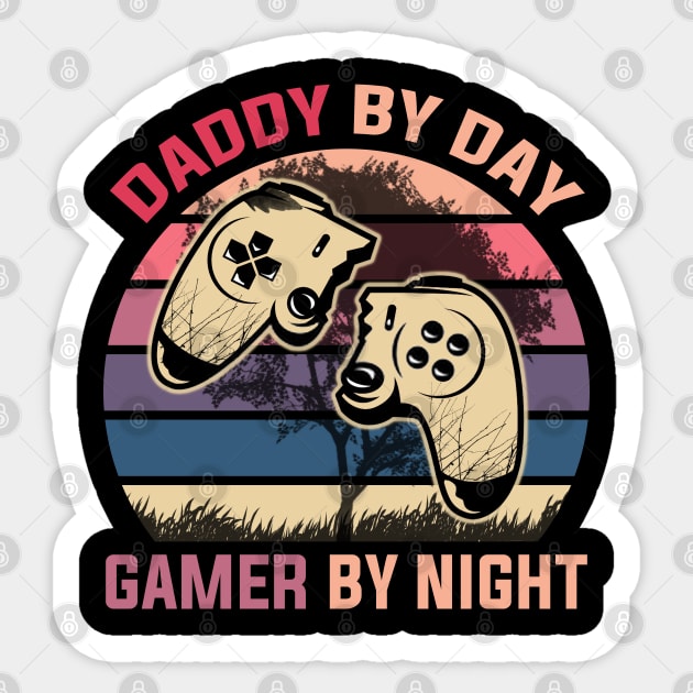 Daddy By Day Gamer By Night Sticker by DragonTees